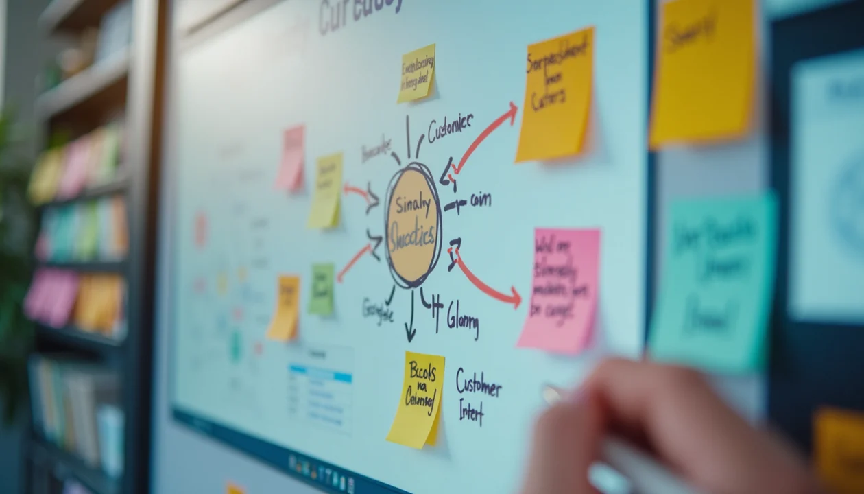 Search intent and user journey planning board in SXO strategy