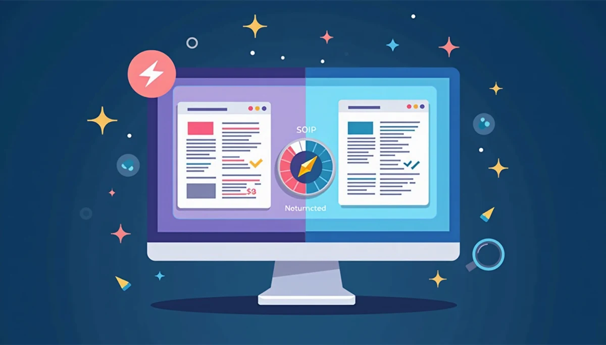 Hızlı yüklenen optimize edilmiş web sitesi ile yavaş web sitesi performans karşılaştırması