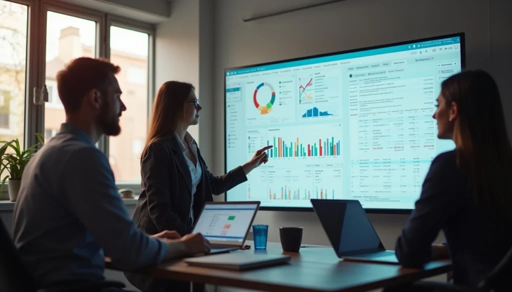 SEO içerik stratejisi oluşturma toplantısı, ekip analitik dashboard incelemesi